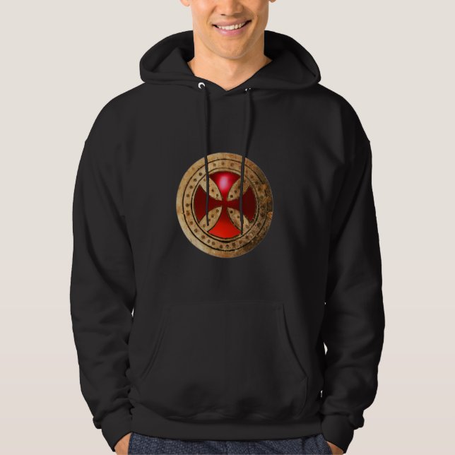 ANTIKE TEMPLAR CROSS Red Ruby Gem Hoodie (Vorderseite)