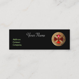 ANTIKE TEMPLAR CROSS Red Ruby Gem Mini Visitenkarte
