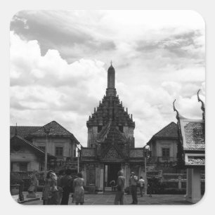 Antike Thailand Bangkok Wat Phra Kaew Touristen Quadratischer Aufkleber