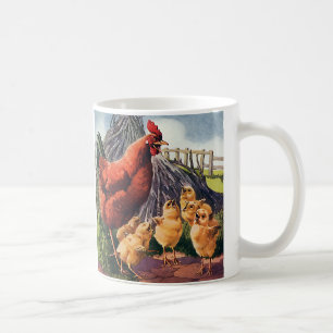 Antike Tiere, Huhn mit Küken auf dem Bauernhof Tasse