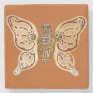 Antike Tiffany Gold Schmetterling viktorianische K Steinuntersetzer