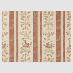 Antike Toile de Jouy Blumenstreifen mit Huhn (1) Seidenpapier