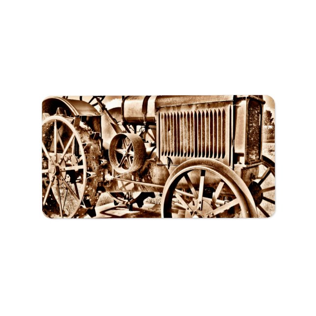 Antike Tractor Farm Adressaufkleber (Vorne)