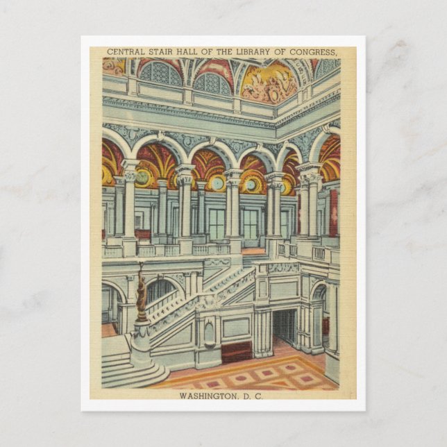 Antike Treppe der Library of Congress Postkarte (Vorderseite)