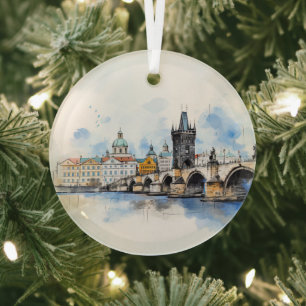 Antike tschechische Keramikfliese aus Prag Ornament Aus Glas