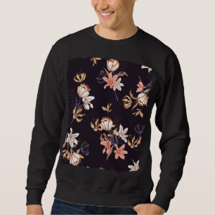 Antike Tulpen, dunkler violetter Hintergrund Sweatshirt
