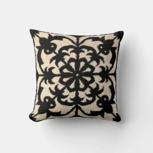 Antike türkische Schwarz-Weiß-Kilim-Kissen Kissen