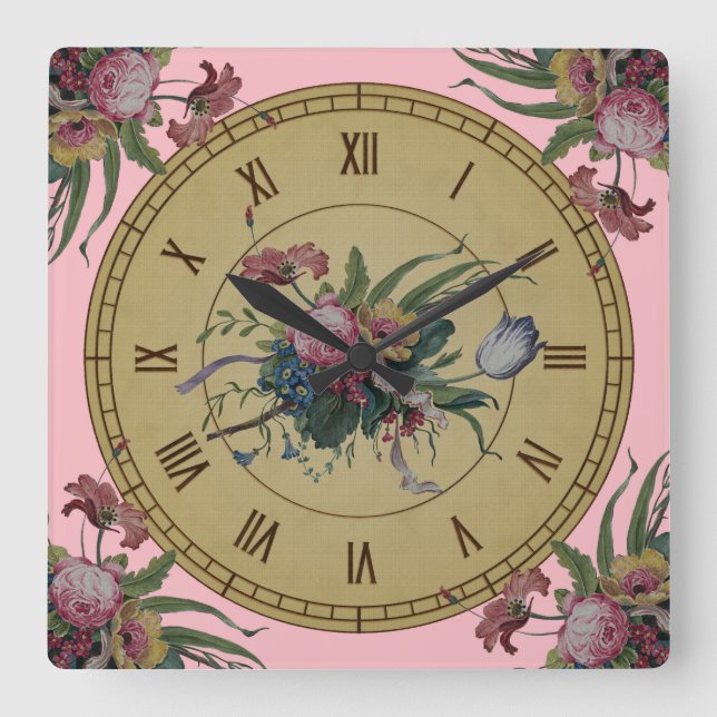 Antike Uhr mit Blumen (Vorderseite)