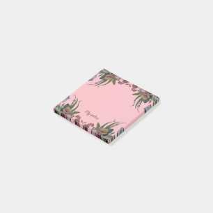 Antike Uhr mit Blumen Post-it Klebezettel