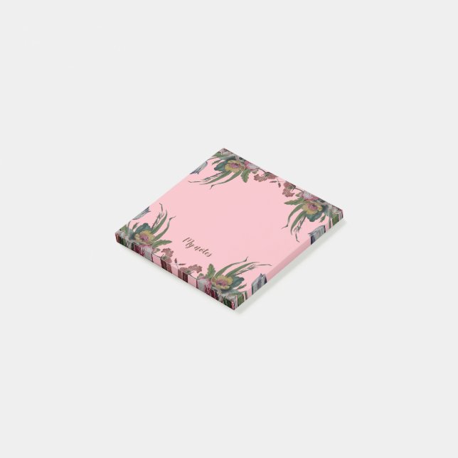 Antike Uhr mit Blumen Post-it Klebezettel (angewinkelt)