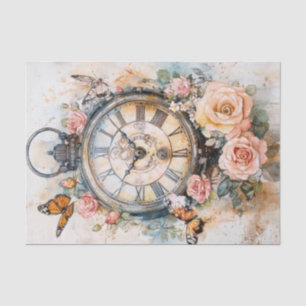 Antike Uhr mit Handschrift für Decoupage Seidenpapier