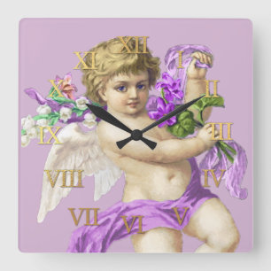 Antike Uhr Römische Ziffern Cherub Lila