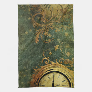 Antike Uhrwerk-Smaragdgrüne Steampunk Geschirrtuch