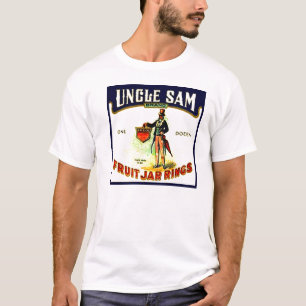 Antike Uncle Sam Fruit Jar Rings Schachtel Etikett T-Shirt