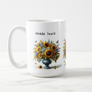 Antike Urne mit Blumen Geschäftsnamen Tasse