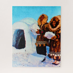 Antike USA Alaska Iglu-Erbauer Puzzle
