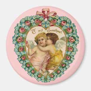 Antike Valentinsbotschaft zärtlicher Cherubim Magnet
