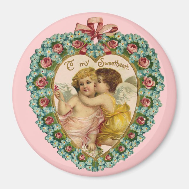 Antike Valentinsbotschaft zärtlicher Cherubim Magnet (Vorne)