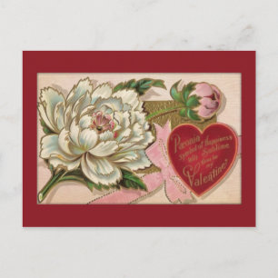 Antike Valentinsgrußkarte mit Blumenmotiv Feiertagspostkarte