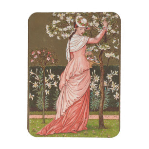 Antike Valentinskarte mit Blumenmotiv, viktorianis Magnet