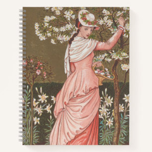 Antike Valentinskarte mit Blumenmotiv, viktorianis Notizbuch