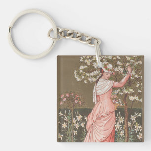 Antike Valentinskarte mit Blumenmotiv, viktorianis Schlüsselanhänger