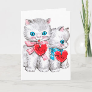 Antike Valentinskarten mit Katzen und Beilegekarte Feiertagskarte