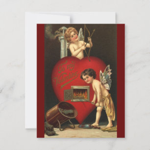 Antike Valentinstag-Cupido, Engel Brennende Liebe Feiertagskarte