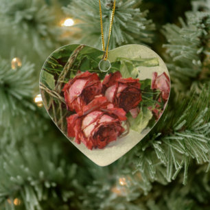 Antike Valentinstag Liebe, karmesinrote Rosen Keramik Ornament