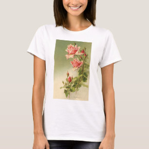 Antike Valentinstag-Rosa viktorianische Gartenrose T-Shirt