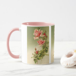 Antike Valentinstag-Rosa viktorianische Gartenrose Tasse