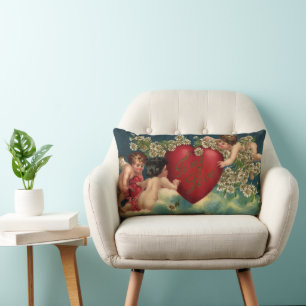 Antike Valentinstag viktorianische Cherubim im Him Lendenkissen