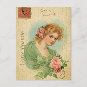 Antike Valentinstag viktorianische Frau Postkarte