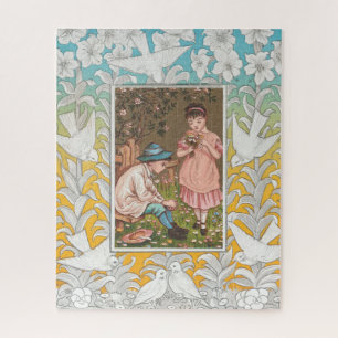Antike Valentinstagskarte aus der viktorianischen Puzzle