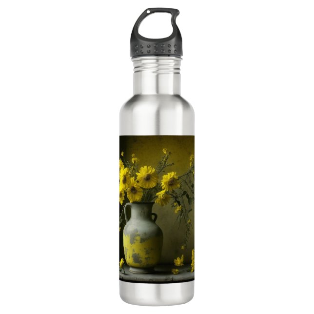 Antike Vase der gelben Blumen Edelstahlflasche (Vorderseite)