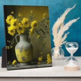 Antike Vase der gelben Blumen Fotoplatte