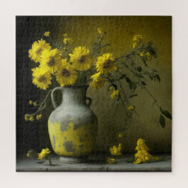 Antike Vase der gelben Blumen Puzzle