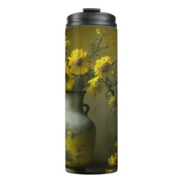 Antike Vase der gelben Blumen Thermosbecher