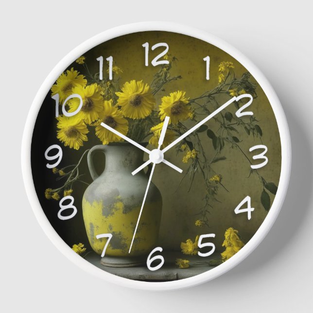 Antike Vase der gelben Blumen Uhr (Vorderseite)