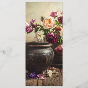 Antike Vase mit Blumen Menükarte