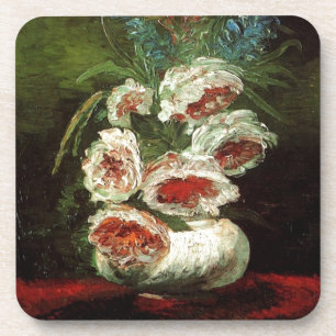 Antike Vase mit Pfingstrosen, Vincent van Gogh. Getränkeuntersetzer