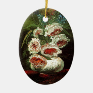 Antike Vase mit Pfingstrosen, Vincent van Gogh. Keramik Ornament
