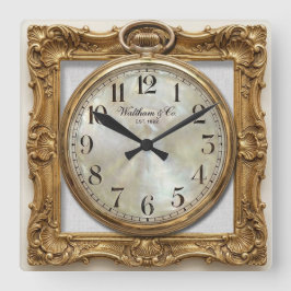 Antike vergoldete Uhr im Rahmen