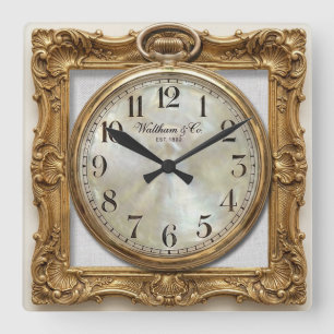 Antike vergoldete Uhr im Rahmen