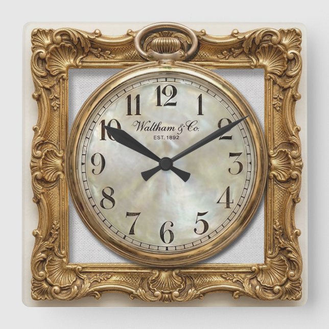 Antike vergoldete Uhr im Rahmen (Vorderseite)