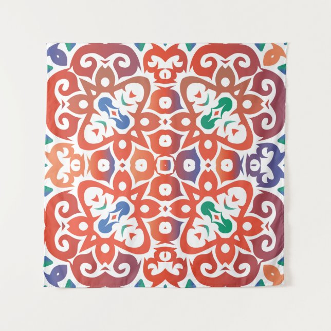 Antike verzierte Fliesen talavera mexico. Handgezo Wandteppich (Vorderseite)