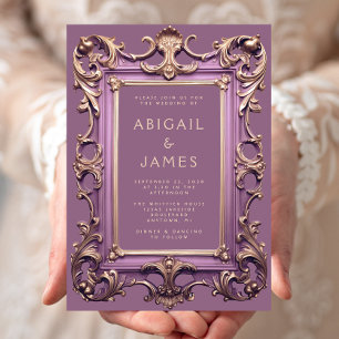 Antike verzierte Rahmen Mauve Gold Hochzeit Einladung