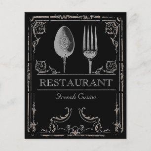 Antike verzierte Silberlöffel Gabel Restaurant Caf Flyer