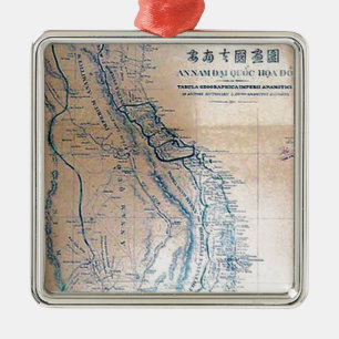 Antike vietnamesische Karte Silbernes Ornament