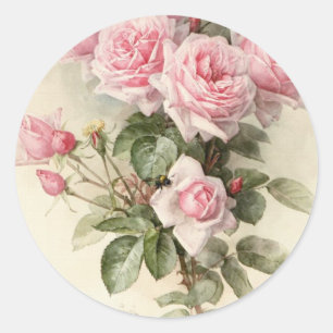 Antike viktorianisch romantische Rosen Runder Aufkleber